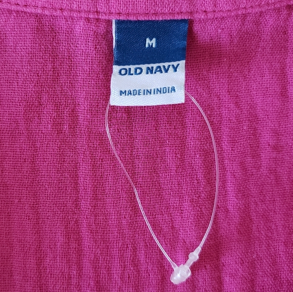 Old Navy Button Down Shirt Women's Size M Pink 100% Cotton Lightweight Beach - Picture 3 of 8
